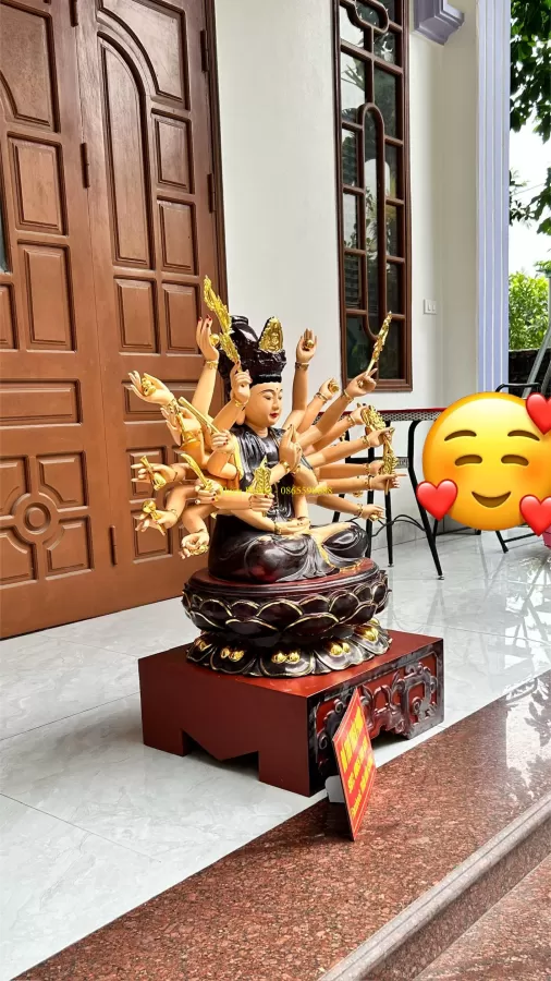 Tượng Phật Chuẩn Đề Gỗ Mít Ta Sơn Giả Cổ – ảnh 5 – mã TP-030-05